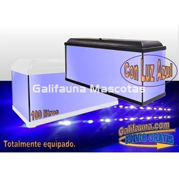 Acuario kit 100 Litros. Con luz azul. Efecto luz de luna. - Imagen 1
