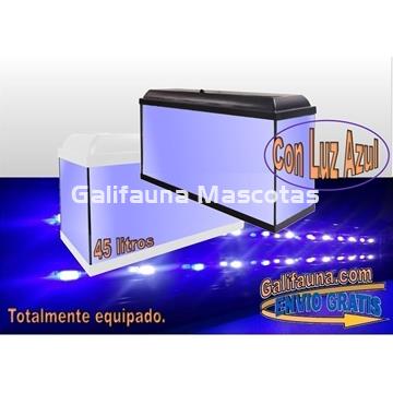 Acuario kit  45 Litros. Con luz azul. Efecto luz de luna. - Imagen 1