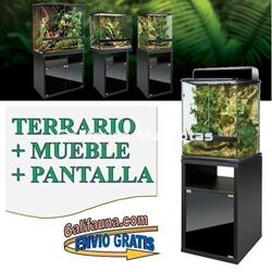 COMBO Pro Terrarium + Mesa + Sistema de iluminación.  45x45 cm en varias alturas. - Imagen 1