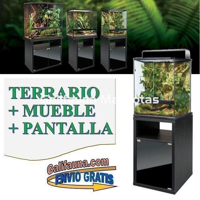 COMBO Terrario + Mesa + Sistema de iluminación.  45x45 cm en varias alturas. - Imagen 1