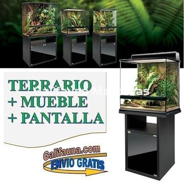 COMBO Terrario + Mesa + Sistema de iluminación.  60x45 cm en varias alturas. - Imagen 1