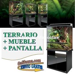 COMBO Terrario + Mesa + Sistema de iluminación.  90x45 cm en varias alturas. - Imagen 1