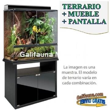 COMBO Terrario + Mesa + Sistema de iluminación.  90x45 cm en varias alturas. - Imagen 2