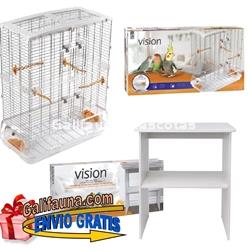 CONJUNTO JAULA+MESA VISION L12.   75 x 38 x 171,5 cm.  Alambre grueso. - Imagen 1