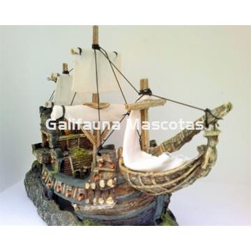 Decoración Carabela del descubrimiento grande. 33x13x23 cm - Imagen 2