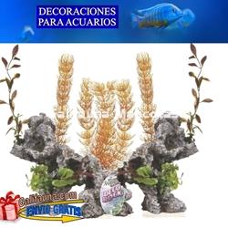 DOBLE Decoración GIGANTE rocas con plantas.  Ornamento especial para acuarios grandes. - Imagen 1