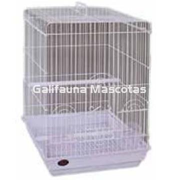 Jaula para loros cuadrada blanca de hierro. 40x40x59cm. Super-reforzada - Imagen 1