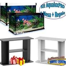 KIT ACUARIO de 100 litros AQUALUXPRO + MESA + DOBLE REGALO. - Imagen 1