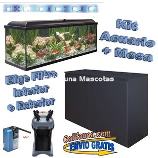 Kit acuario + Mesa Aqua-LED 130 litros. ACUARIO + MESA. COLOR NEGRO - Imagen 1