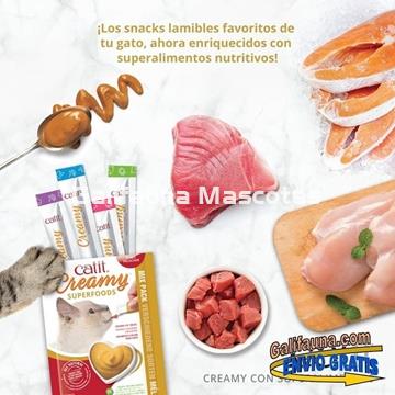 Pack de 64 Snacks CATIT CREAMY con SUPEALIMENTOS. SNACK CREMOSO de varios sabores. - Imagen 1
