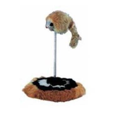 Rascador para gato. Md. Base con pelo, muelle y ratón. - Imagen 1