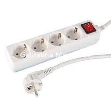 Regleta con interruptor 4 tomas. Cable Alargador. Base de 4 enchufes. - Imagen 1