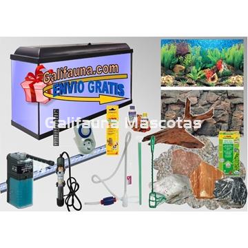 SuperKIT Acuario CLASIC LED  45 Litros con todo lo necesario para su montaje y mantenimiento. - Imagen 1