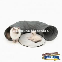 Túnel con cama. Diversión y suaves siestas para tu gato. - Imagen 1